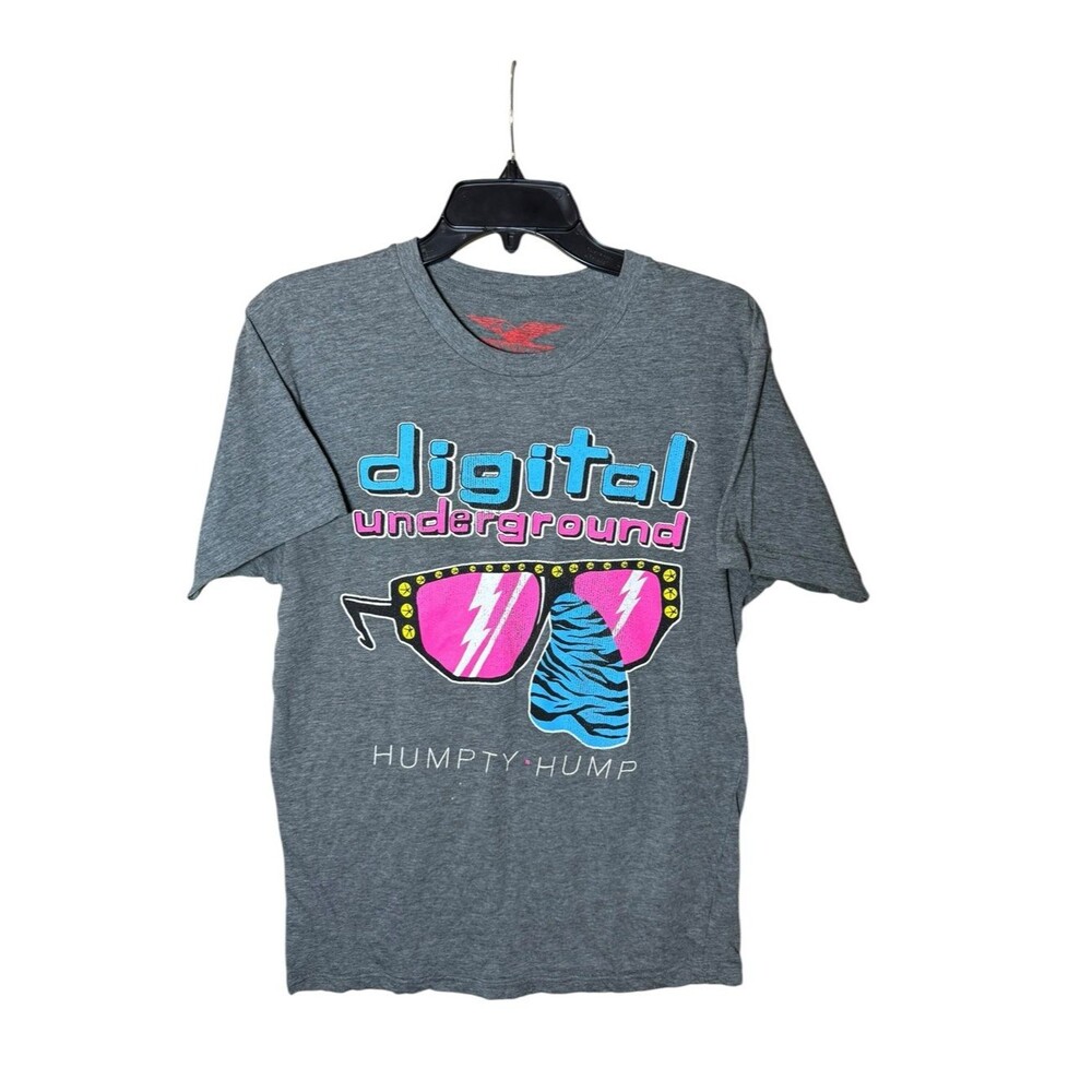 Digital Underground 'Humpty Hump' Gray Neon Big Nose Graphic Short Sleeve Tee- L